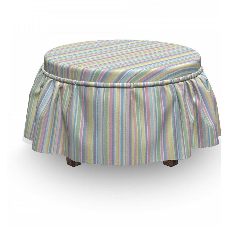 Ensemble de housse pour repose-pieds à coussins carrés classiques 2 pièces à rayures pastel