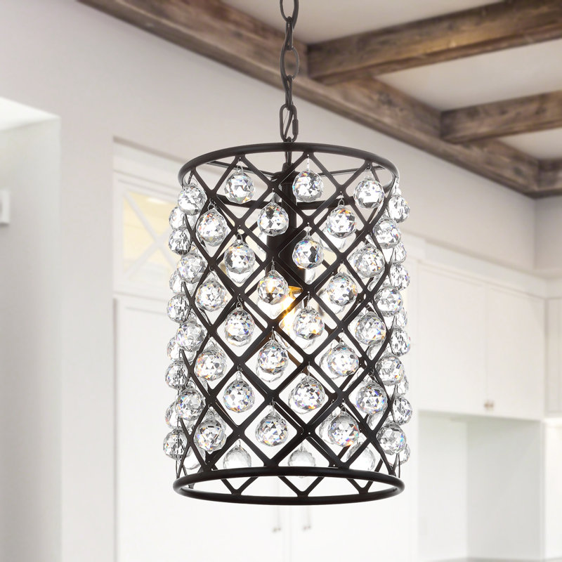Chesler Crystal/Metal LED Pendant, 15" H x 10" W x 10" D