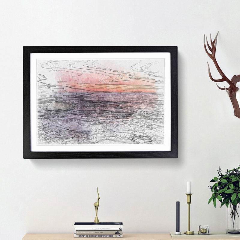 Beach in Spain in Abstract - Picture Frame Graphic Art Print, 48cm H x 65cm W x 2cm D, Black Framed