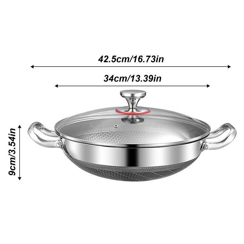 HKFUYULINTECHLIMITED Wok Pan Stainless Steel Sauteuse Pan