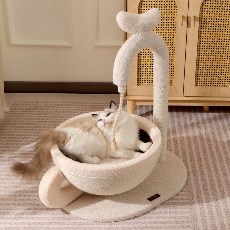 Lit à griffer moderne en sisal avec bol rond, nid douillet pour chat