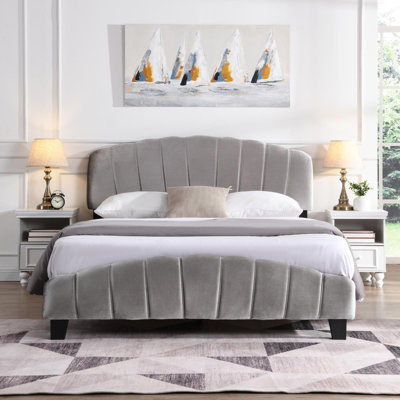 Structure de lit plateforme tapissier grand format
