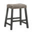 Ensemble de tabouret de bar rustique en bois de 2 à 25 pouces avec siège en cuir brun, finition vieillie et structure robuste - Siège à hauteur de comptoir peu encombrant pour la cuisine et le bar