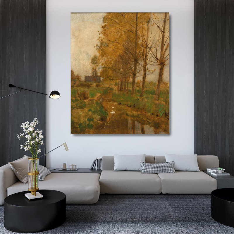 «Willow Trees, Autumn Landscape» par Eugen Jettel - Art mural sur toile tendue avec châssis, H 48 po x l 33 po