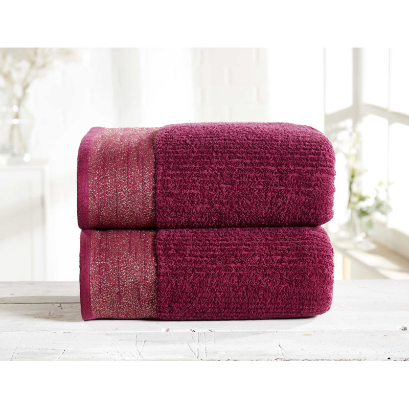 Beck Midweight Bath Sheet, Damson/Gold