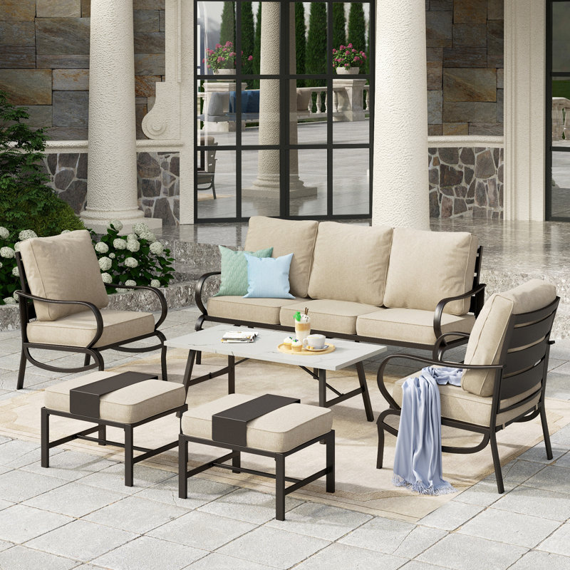 Tapasi 5 - Person Patio Conversation Set with Cushions, Beige, Yes