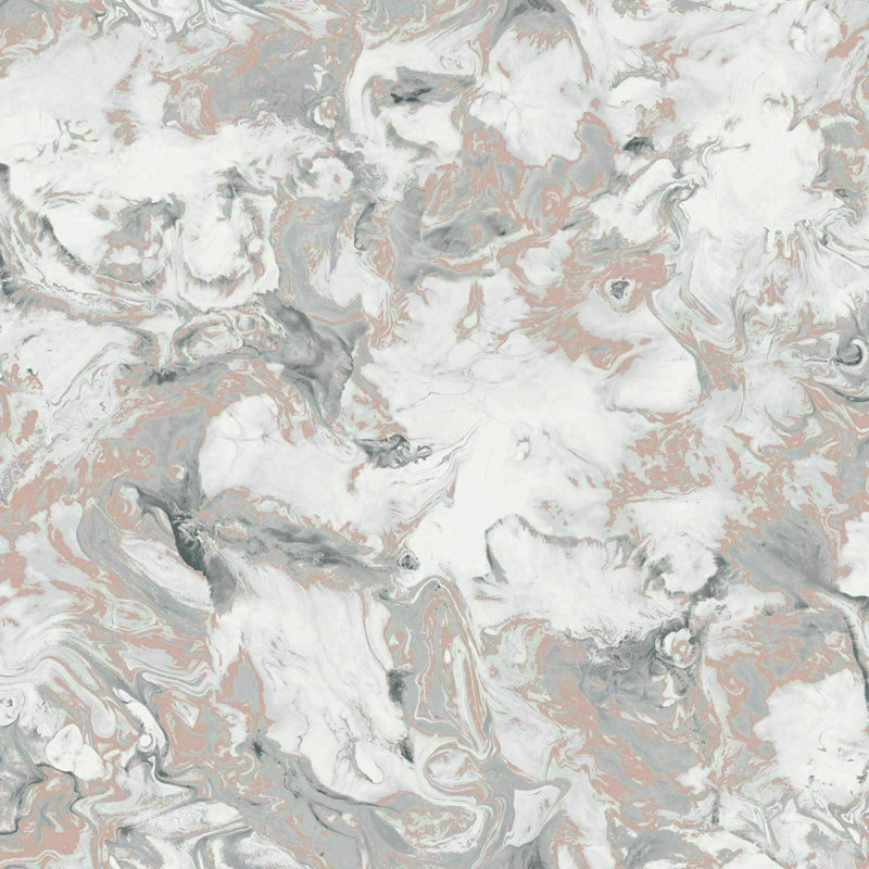  Elixir Liquid Marble Metallic Shimmer Swirl Heavyweight Wallpaper [FULL ROLL - Marble Rose Gold 166502]