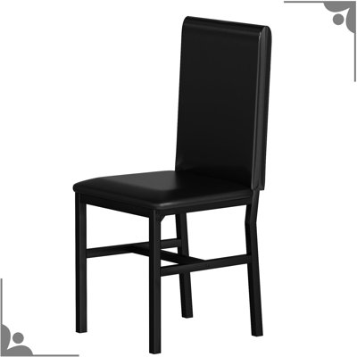 Chaise avec structure en métal et dossier arrondi, similicuir rembourré pour une sensation de chaleur, un bon espace pour les petits espaces de vie Structure noire, dossier courbé, confort, coins repas convenables