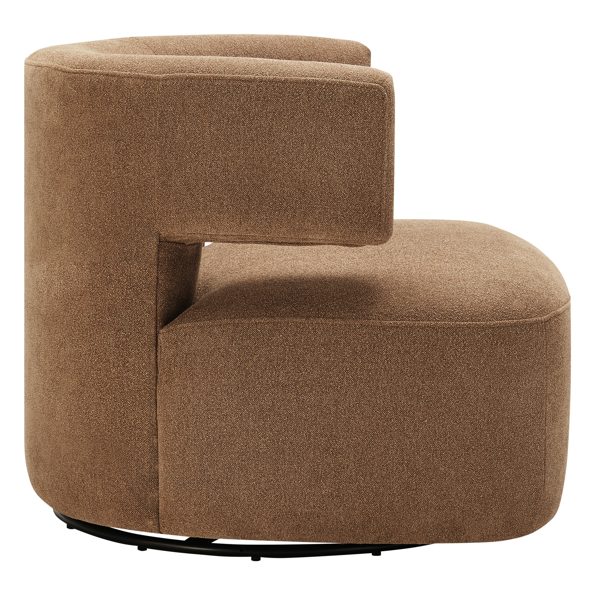 Bascom Upholstered Swivel Barrel Chair, Elite Camel Linen
