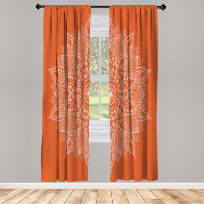 Microfiber Floral Semi-Sheer Rod Pocket Curtain Panels