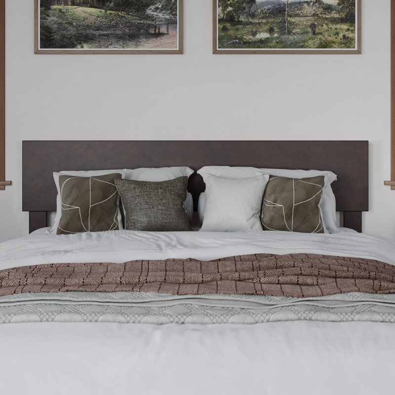 Tête de lit en bois massif Daurice, Lit double, Espresso