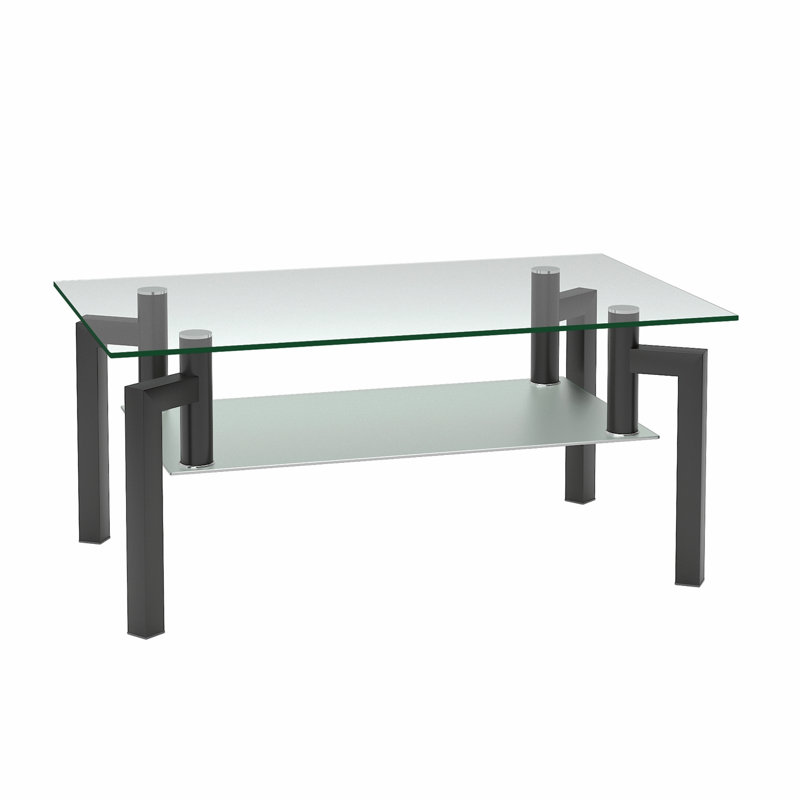 Table basse rectangulaire en verre, table basse transparente, tables d'appoint modernes , H 17,1 po x L 39,1 po x l 23,4 po
