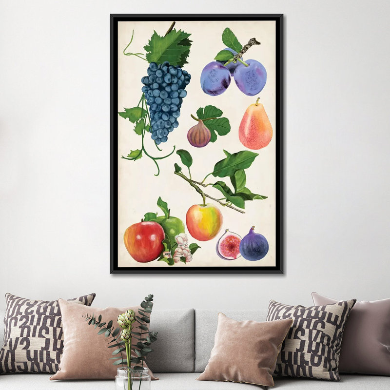 «Fruit Collection II», impression sur toile, H 26 po x l 18 po x P 1,5 po, Toile encadrée noire, Pas de tapis