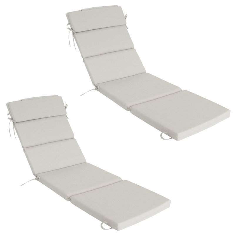 Ensemble de coussins de chaise longue d'extérieur / intérieur 25 po x 77 po x 2,75 po (2 pièces), 25" W x 77" D, Beige
