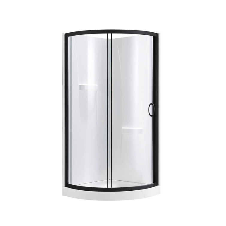OVE Decors Breeze 35 in. Round Shower Kit w/ Clear, Base, Wall