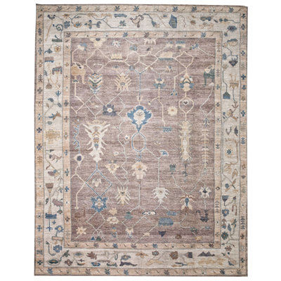 Tapis unique Oushak tissé à la main de style anatolien rétro 12 pi 1 po x 15 pi 5 po