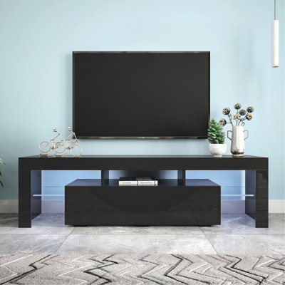Meuble télé 60 po x 69 po compatible avec un téléviseur à DEL noir moderne de 60 à 69 po, look, 63 po x 13,8 po x 17,7 po, pouvant accueillir des téléviseurs de 60 à 69 po