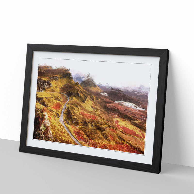 Mountain View in Scotland - Picture Frame Painting Print, 36cm H x 48cm W x 2cm D, Black Framed