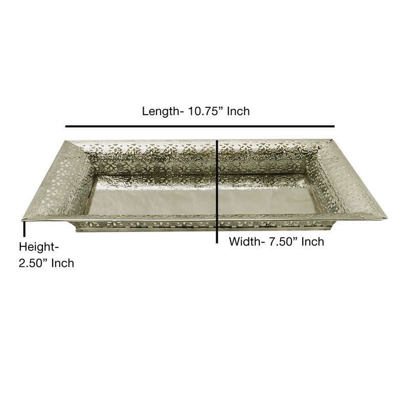 Plateau de coiffeuse à plateaux perforés, Argent, H 2,5 po x L 13,75 po x l 7,5 po