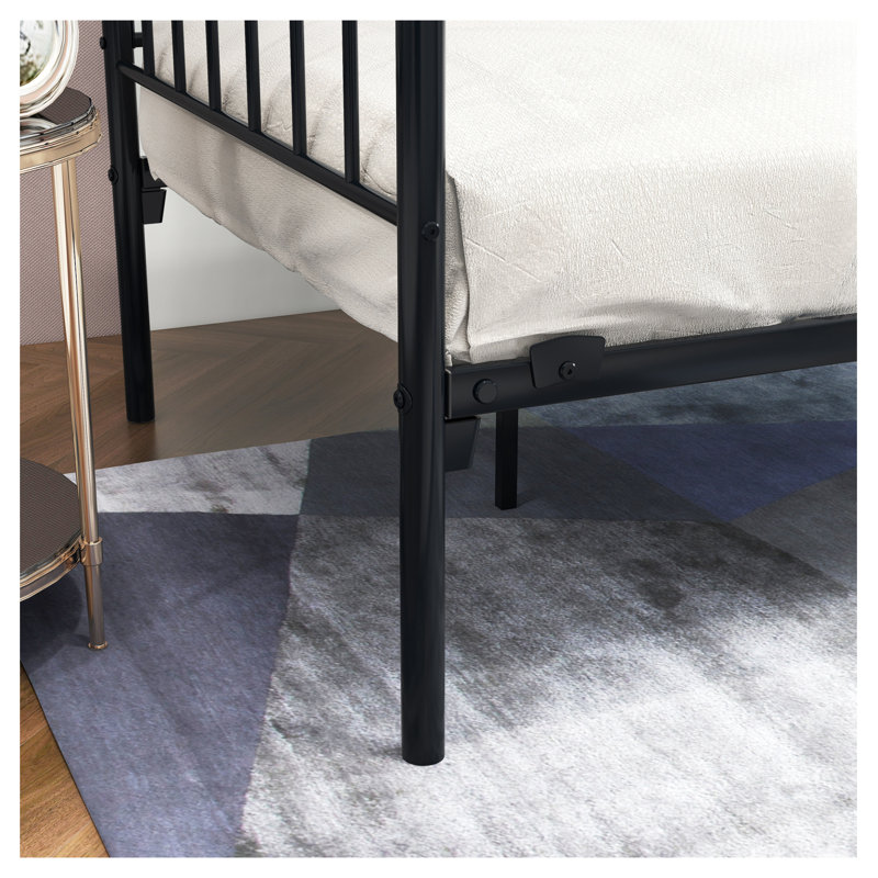  Structure de lit de jour en métal noir avec tête de lit, sommier multifonctionnel pour lit simple, aucun sommier nécessaire
