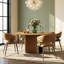 Ensemble de table de salle à manger à piédestal moderne 59,05 po et 4 chaises rembourrées - Base sculpturale - Noyer / brun clair-908361000-908361005