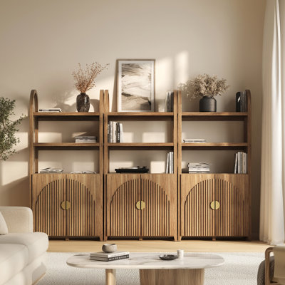 3 Tier Book Shelf 72" Tall Arched Bookcase With Storage, Set of 3