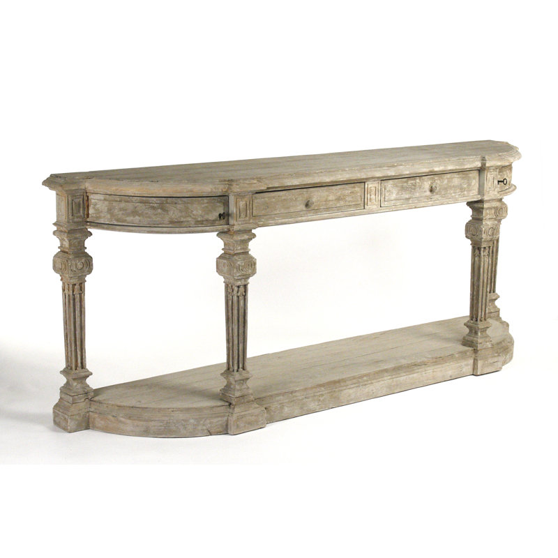 Rockford Distressed Taupe Elm & Glass 87'' Console with Storage