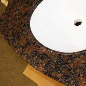 Dessus de salle de bain simple 31 po granite meuble-lavabo Madison, Pêche dorée, Sans bol