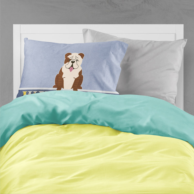 Taie d’oreiller welcome, Bouledogue anglais blanc bringé