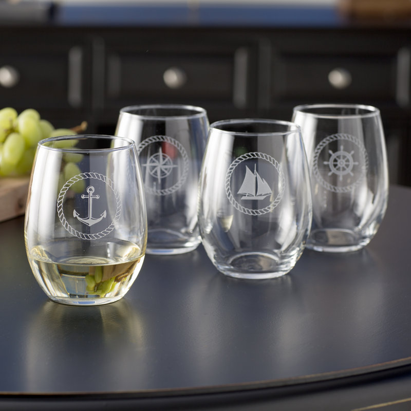 Ensemble de 4 pièces 21 oz Zumwalt Ensemble de verres à vin sans pied en cristal