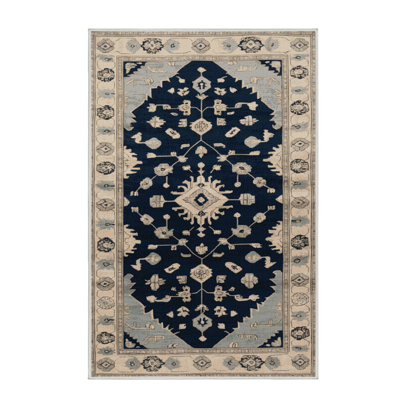 Tapis beige surteint lavable à la machine, Rectangle 5 pi x 7 pi