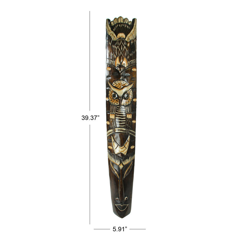 Statue de masque en bois hibou Kresge