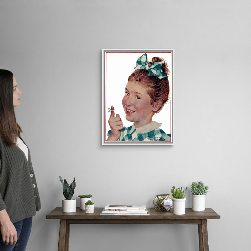 «Girl with String», art mural sur toile, H 26 po x l 20 po x P 1,75 po, Cadre flottant blanc