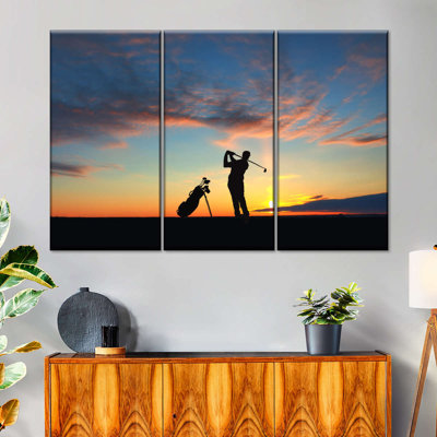 " Golfing At Sunset " 3 - Pieces