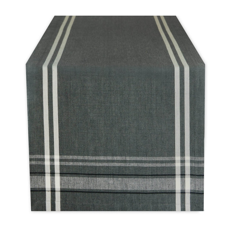Shelton Striped 100% Cotton Table Runner, 14" W x 72" L, Gray