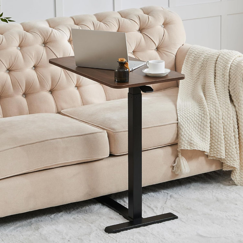 Overbed Table With Hidden Wheels, Mobile Standing Desk Hospital Bed Table Laptop Bedside Sofa Side Table, Multi-Purpose Rolling Overbed Table