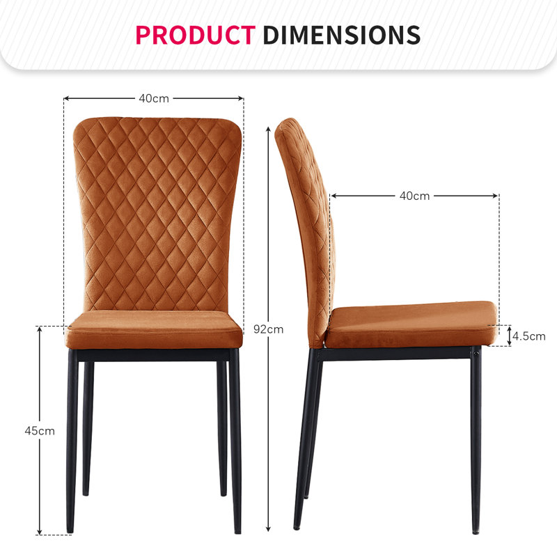 Modern High Back Velvet/Suede Armless Dining Chair with Diamond Tufting , Velvet Orange