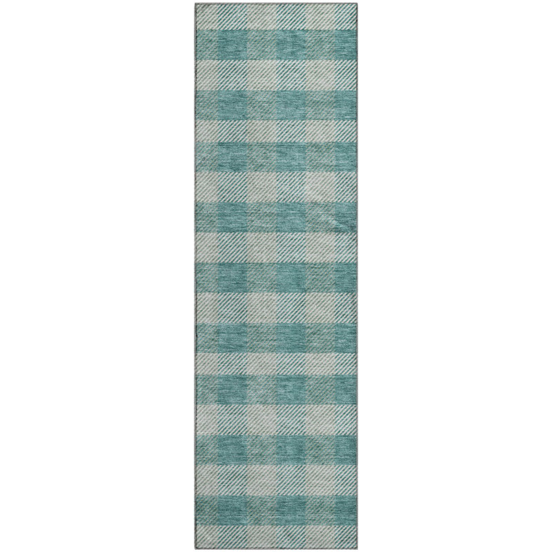 Premium Machine Washable Prisco Teal Rug, Runner 2'3" x 7'6"