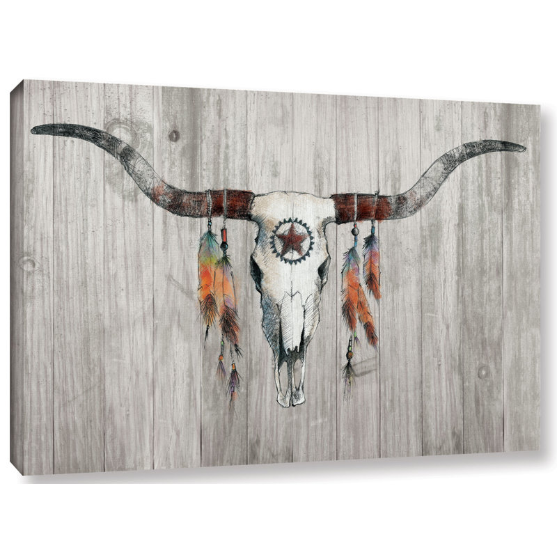 " Longhorn On Wood ", 8" H x 12" W x 2" D