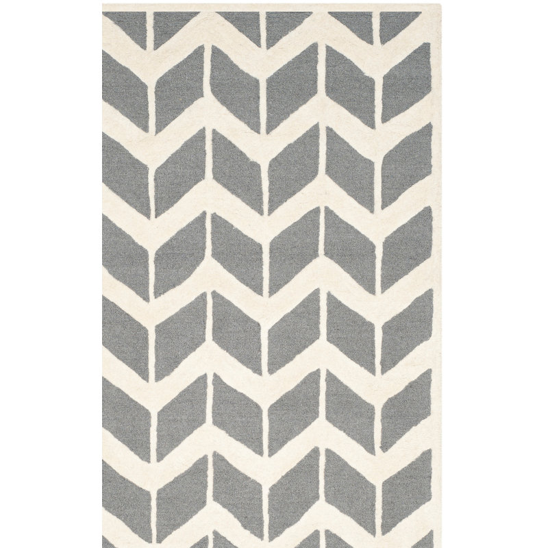 Tapis à chevrons en laine touffeté à la main Ellicott, Rectangle 3 pi x 5 pi