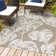 Shawver High-Low Two-Tone Monstera Leaf Brown/Ivory Indoor/Outdoor Rug