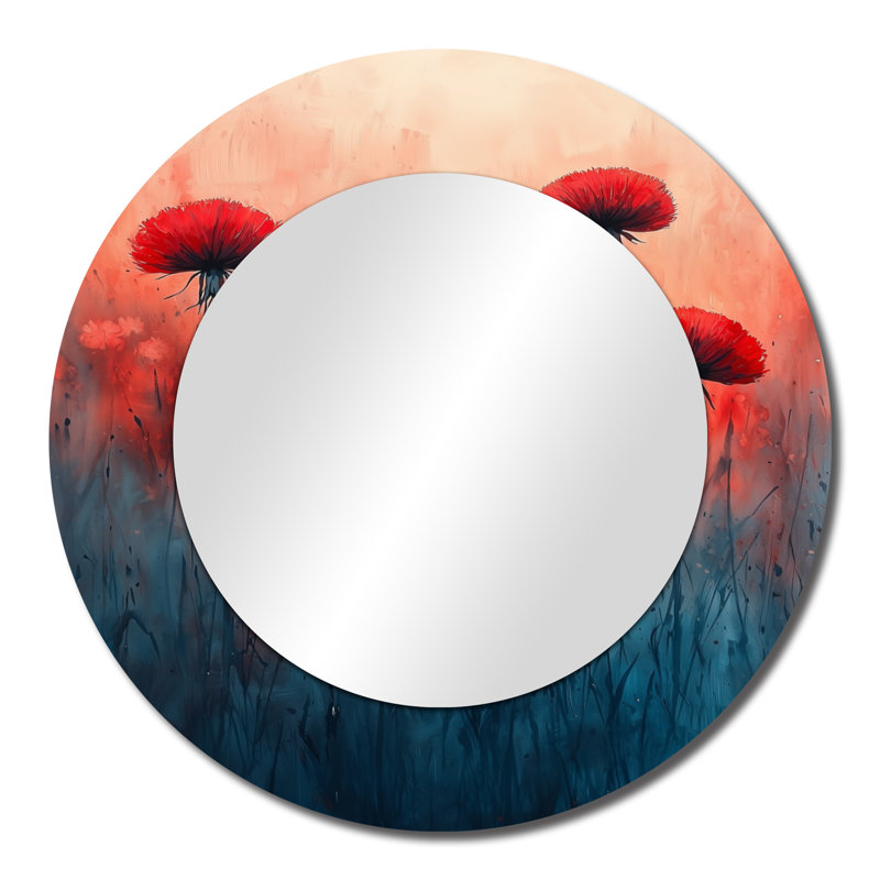 Scatter The Seeds In Bold Hues Abstract I - Miroir pissenlit, décoration murale - imprimé sur métal, 23 po x 23 po