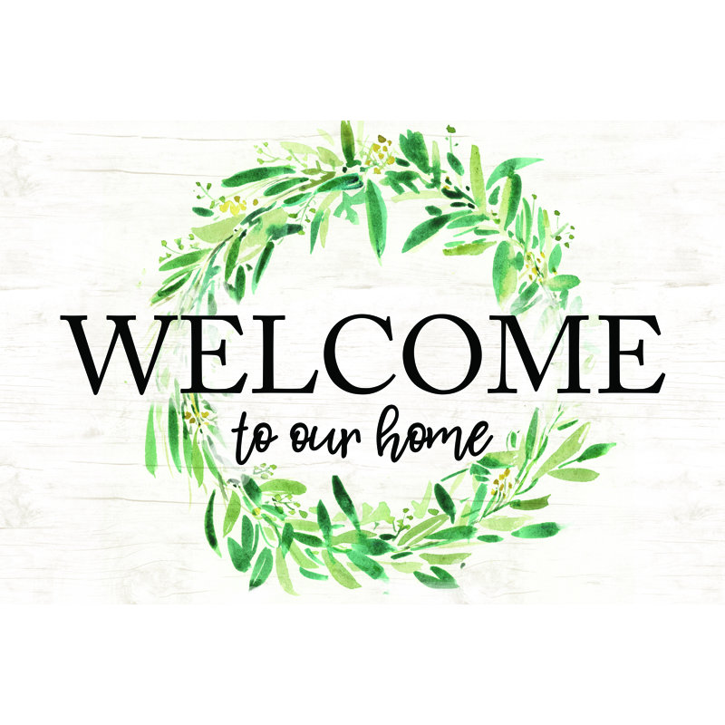 Welcome To Our Home Wreath - Wrapped Canvas Print, 20cm H x 30cm W
