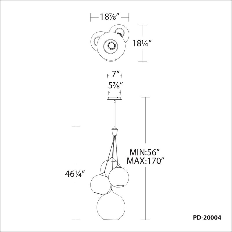 Bistro Dimmable LED Globe Pendant With Unique Hand-Crafted Shade, 3000K, 24" H x 24" W x 45" D