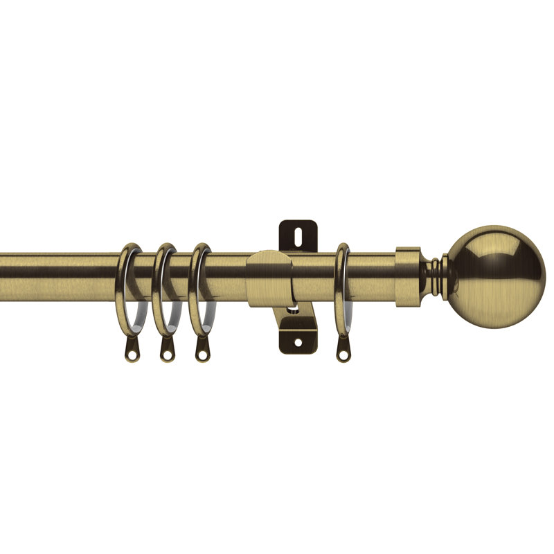 Single Curtain Pole, Antique Brass, 120cm