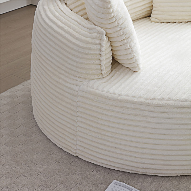 Méridienne circulaire en mousse avec oreillers, Beige