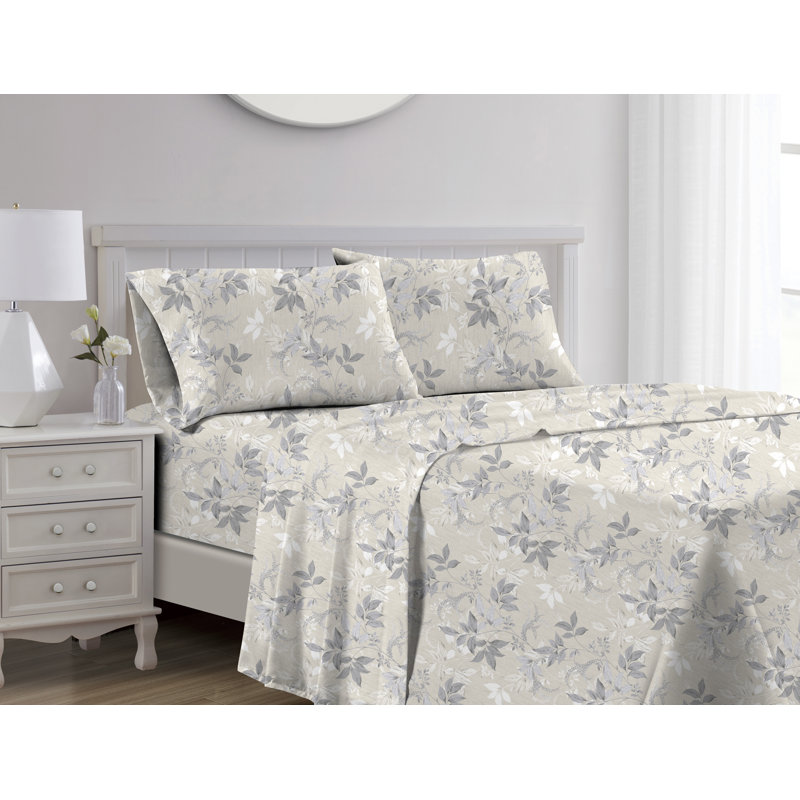 Botanical Sheet Set, King Sheet Set + 1 Fitted Sheet + 2 Pillowcases