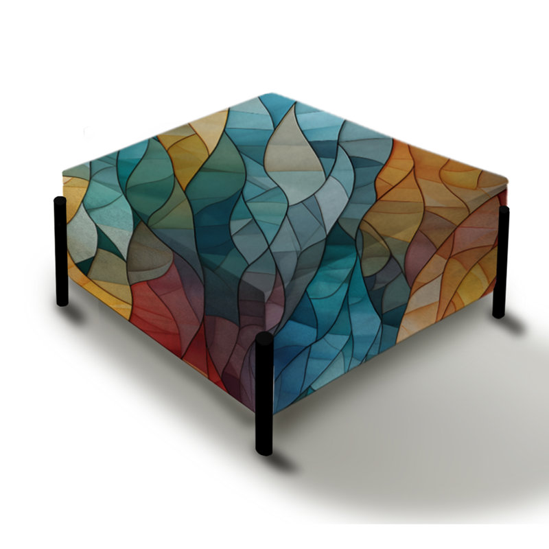 Multicolor Glass Mosaic - Geometric Large Square Ottoman