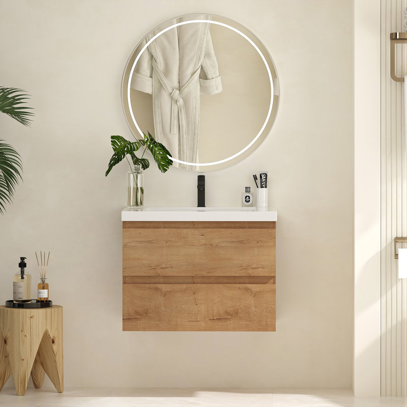 29.5" Wall Mounted Floating Bathroom Vanity Set with Sink Top&Two Drawers(Faucet not included),Fully assembled, 29.5"