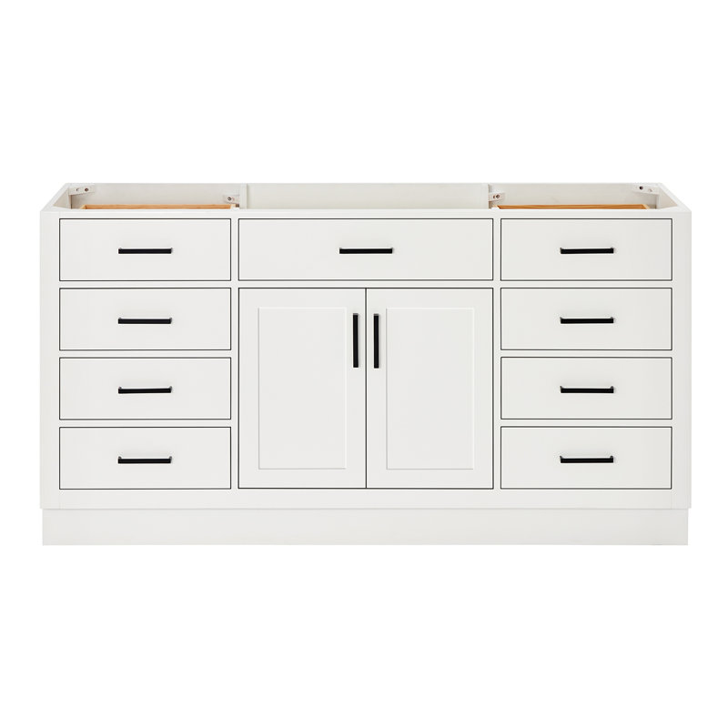 Hepburn 66 Single Bathroom Vanity Base Only, White, Matte Black